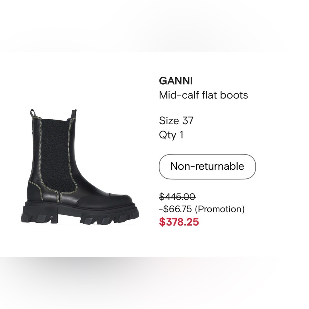 Ganni Black Heeled Mid-Calf Boots